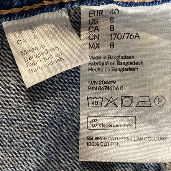 H&M Divided A-Line Denim Skirt Women's 8 Blue Button Front Casual Travel - Picture 10 of 11